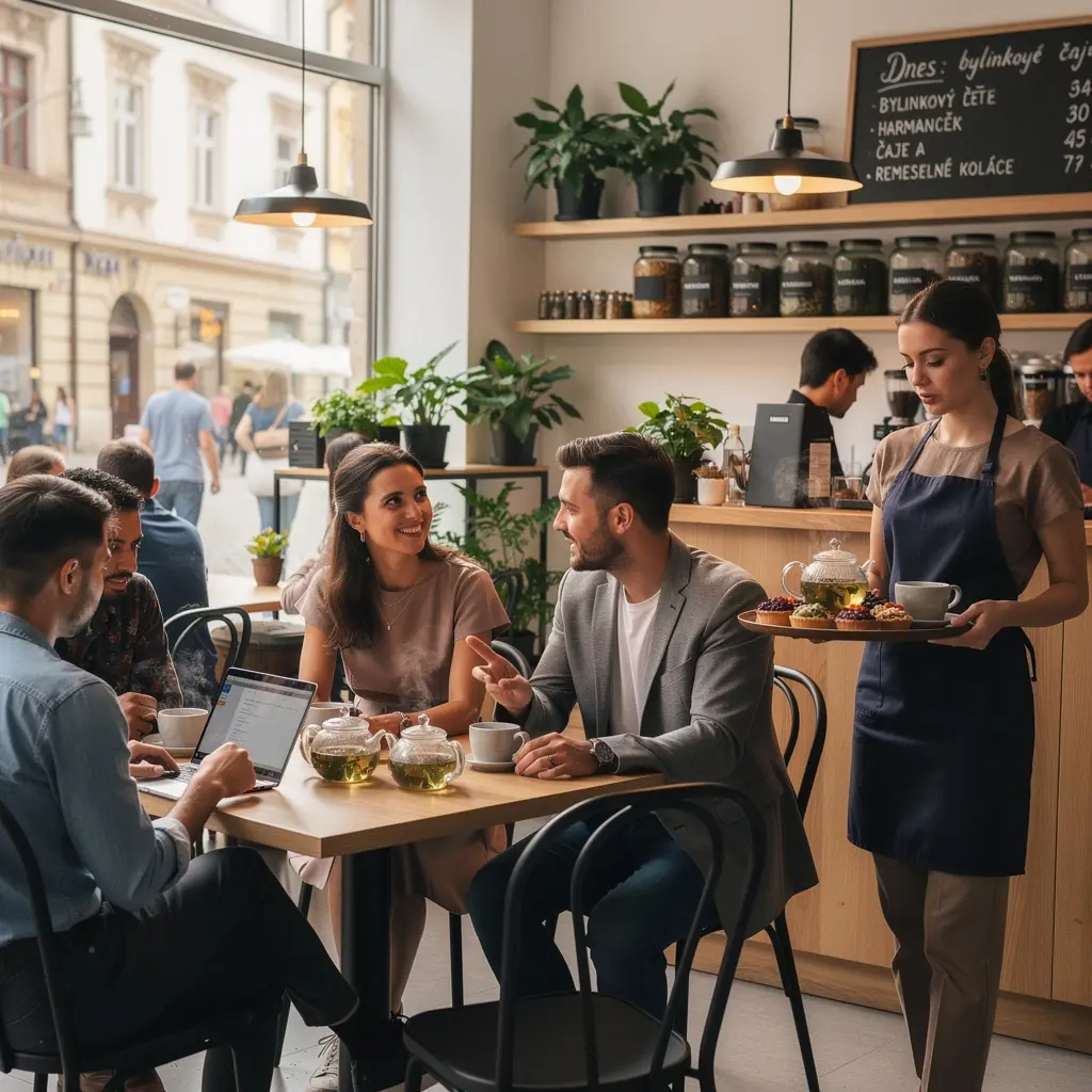 Relaxujúca scéna s čajom, knihou a sviečkami na útulnom stole